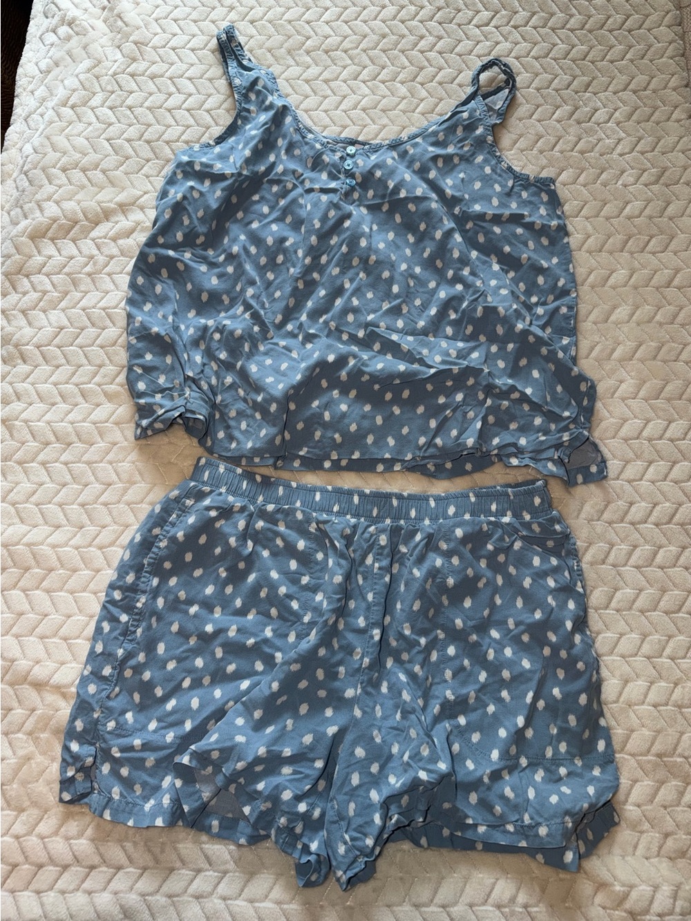 Soma Pajama Set Light Blue Polka Dots Size Small